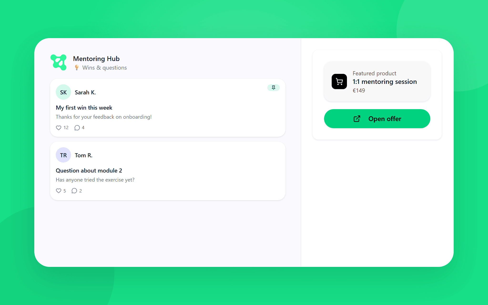 Present products directly in your community – with featured product