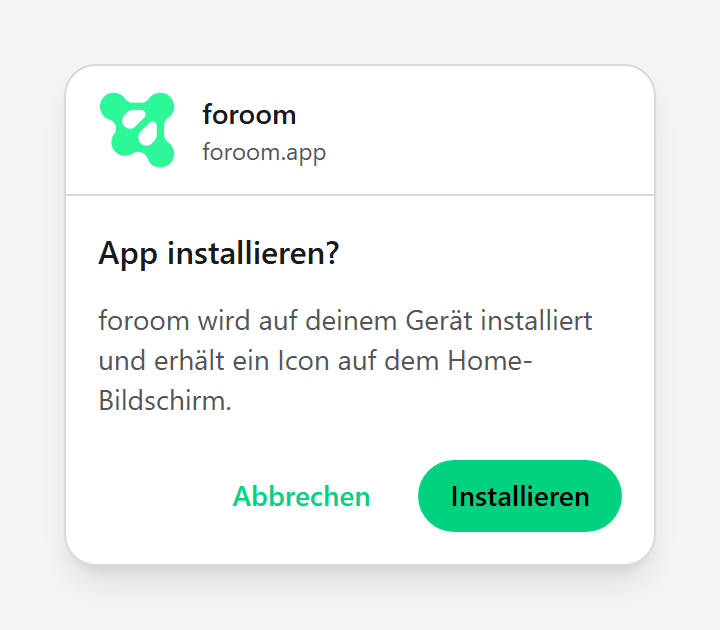 System-Dialog App installieren mit Bestätigung