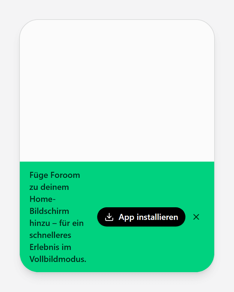 Grüner Banner am unteren Rand mit Button App installieren
