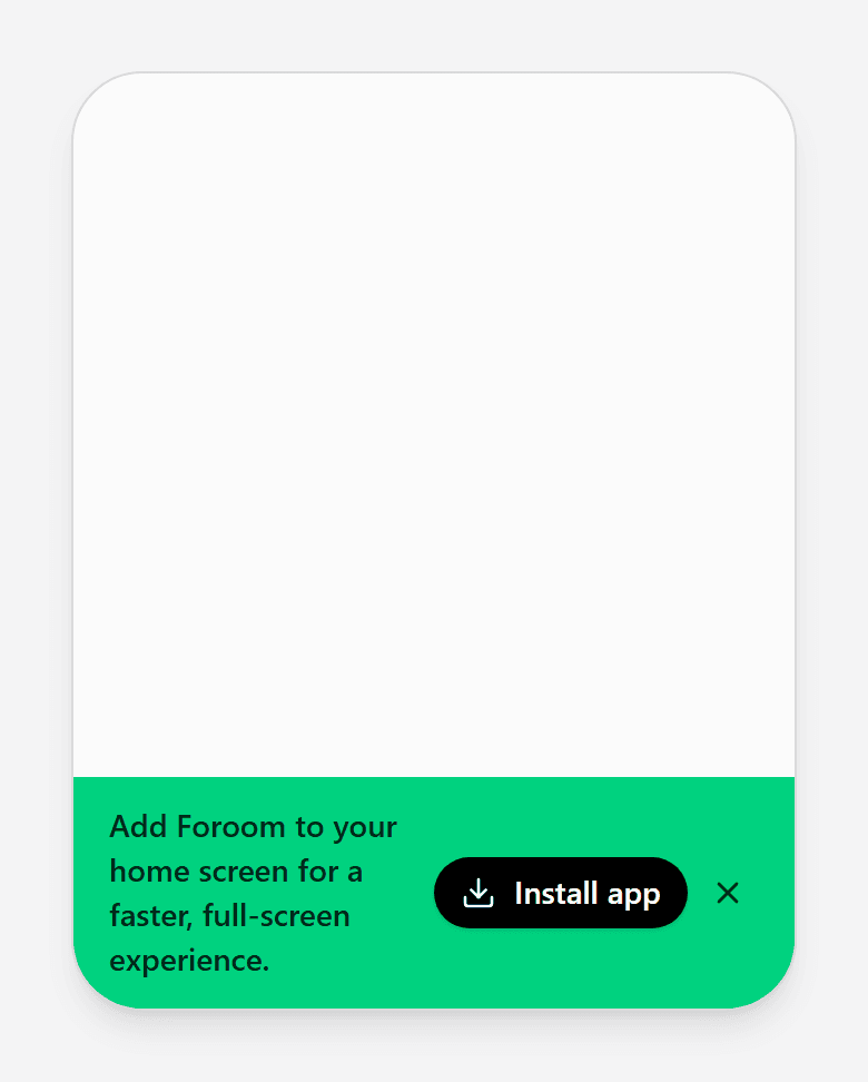 Green bottom banner with Install app button